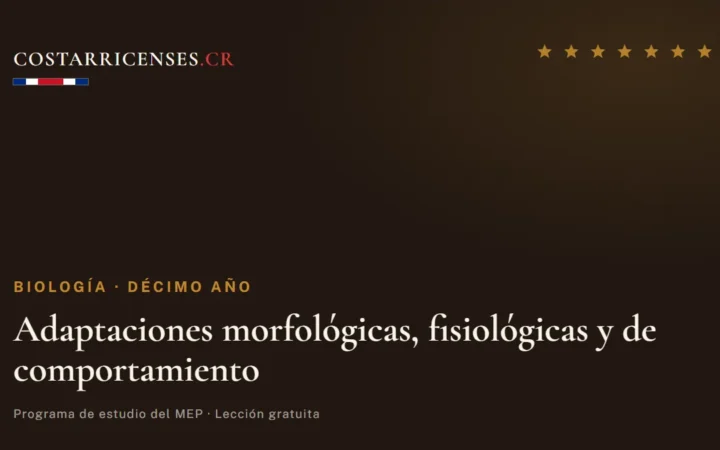 Adaptaciones morfológicas, fisiológicas y de comportamiento — Biología, Décimo año
