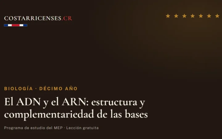 El ADN y el ARN: estructura y complementariedad de las bases — Biología, Décimo año
