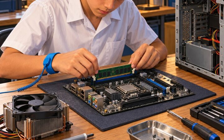 Ilustración: Armado de un CPU: tarjeta madre, Setup e instalación