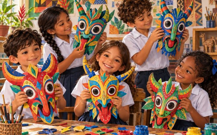 Ilustración: Arte premoderno, diversidad e interculturalidad: máscaras y collage