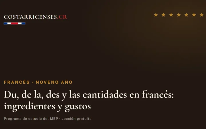 Du, de la, des y las cantidades en francés: ingredientes y gustos — Francés, Zapandí (Noveno año)