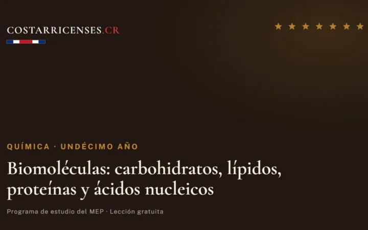 Biomoléculas: carbohidratos, lípidos, proteínas y ácidos nucleicos — Química, Undécimo año