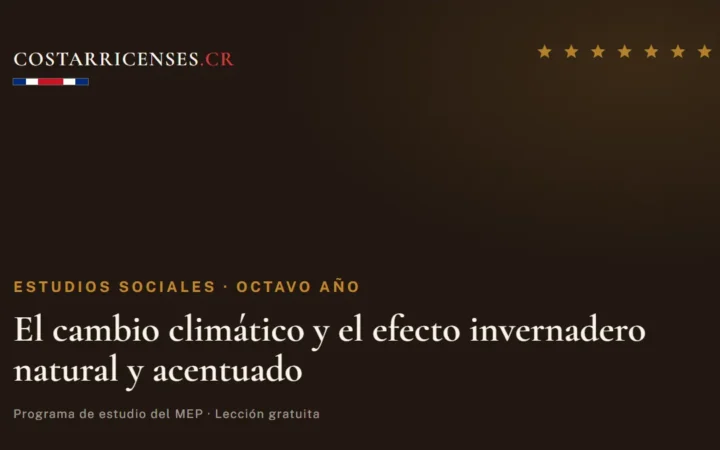 El cambio climático y el efecto invernadero natural y acentuado — Estudios Sociales, Ujarrás (Octavo año)