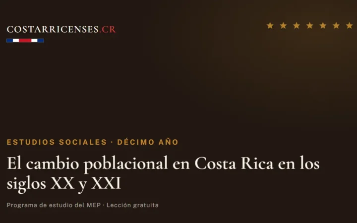 El cambio poblacional en Costa Rica en los siglos XX y XXI — Estudios Sociales, Décimo año