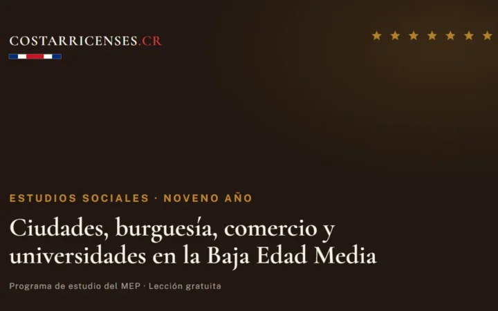 Ciudades, burguesía, comercio y universidades en la Baja Edad Media — Estudios Sociales, Zapandí (Noveno año)