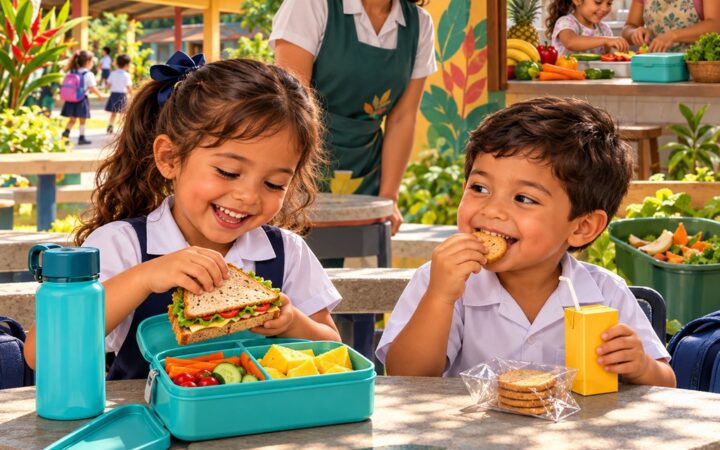 Ilustración: Comer sano y cuidar la salud y el ambiente en preescolar