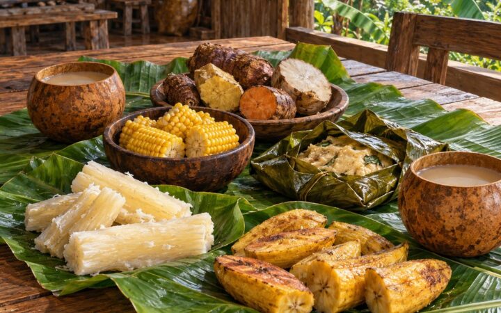Ilustración: Comidas y bebidas tradicionales del pueblo cabécar