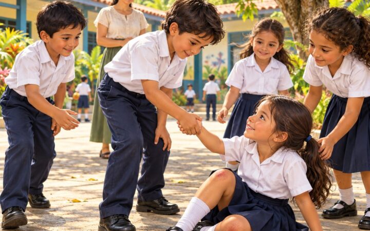 Ilustración: Cómo mi comportamiento ayuda a la paz en la escuela
