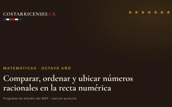 Comparar, ordenar y ubicar números racionales en la recta numérica — Matemáticas, Ujarrás (Octavo año)