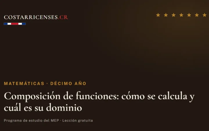 Composición de funciones: cómo se calcula y cuál es su dominio — Matemáticas, Décimo año