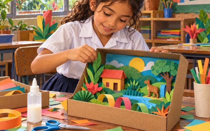 Ilustración: Construcciones con papel: bidimensionales y tridimensionales