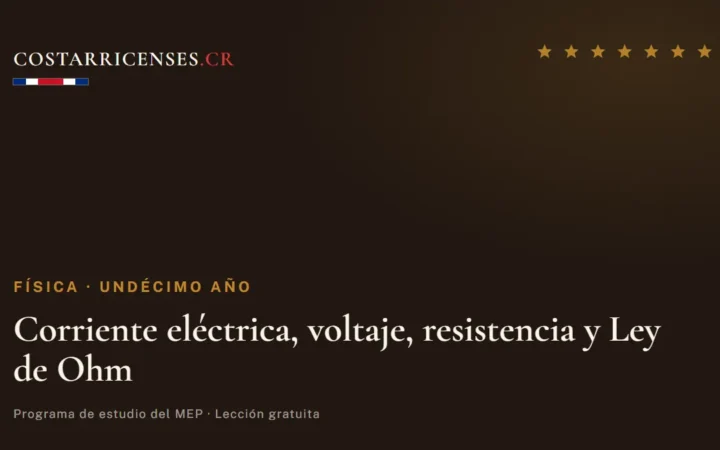 Corriente eléctrica, voltaje, resistencia y Ley de Ohm — Física, Undécimo año