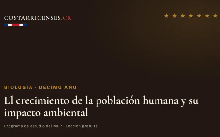 El crecimiento de la población humana y su impacto ambiental — Biología, Décimo año