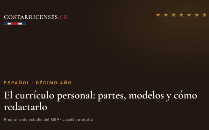 El currículo personal: partes, modelos y cómo redactarlo — Español, Décimo año