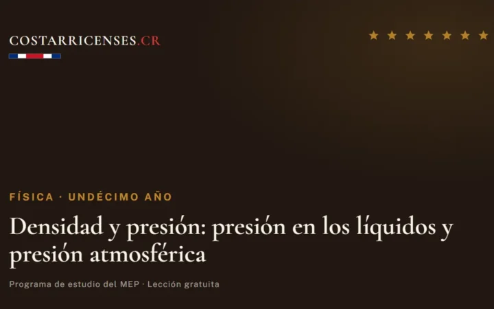 Densidad y presión: presión en los líquidos y presión atmosférica — Física, Undécimo año