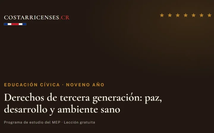 Derechos de tercera generación: paz, desarrollo y ambiente sano — Educación Cívica, Zapandí (Noveno año)