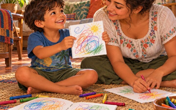 Ilustración: Dibujar y escribir mis ideas en preescolar: garabatos, nombre y cuento