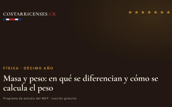 Masa y peso: en qué se diferencian y cómo se calcula el peso — Física, Décimo año