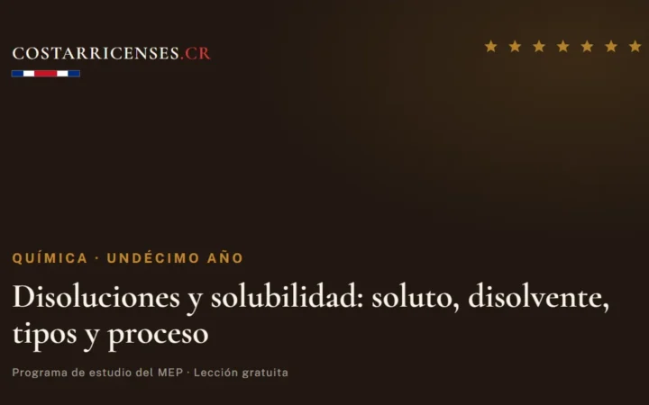 Disoluciones y solubilidad: soluto, disolvente, tipos y proceso — Química, Undécimo año
