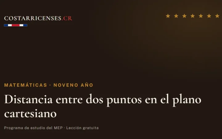 Distancia entre dos puntos en el plano cartesiano — Matemáticas, Zapandí (Noveno año)