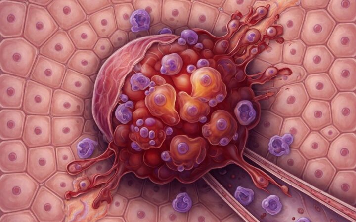 Ilustración: División celular descontrolada: tumores benignos, malignos y cáncer