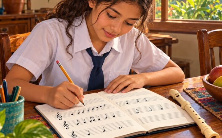 Ilustración: El pentagrama y la lectura musical: notas, figuras y escalas
