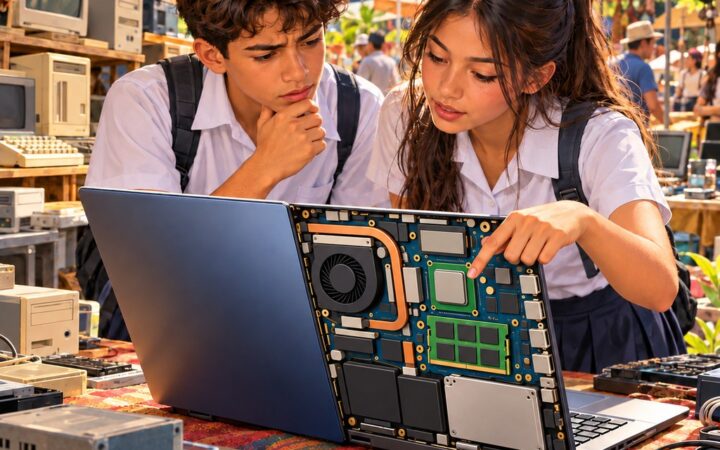 Ilustración: Elementos básicos de un computador y sus generaciones