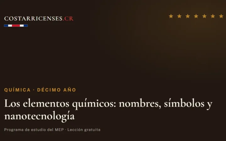 Los elementos químicos: nombres, símbolos y nanotecnología — Química, Décimo año