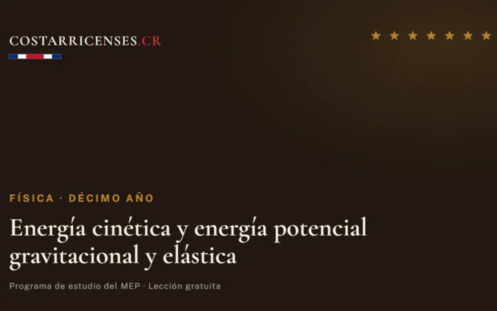 Energía cinética y energía potencial gravitacional y elástica — Física, Décimo año
