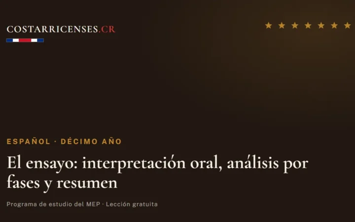 El ensayo: interpretación oral, análisis por fases y resumen — Español, Décimo año