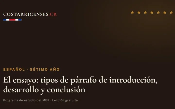 El ensayo: tipos de párrafo de introducción, desarrollo y conclusión — Español, Térraba (Sétimo año)