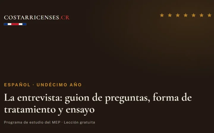 La entrevista: guion de preguntas, forma de tratamiento y ensayo — Español, Undécimo año