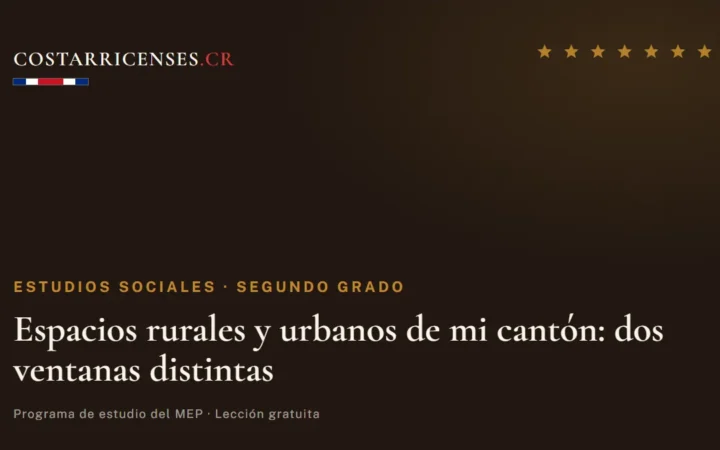 Espacios rurales y urbanos de mi cantón: dos ventanas distintas — Estudios Sociales, Segundo grado
