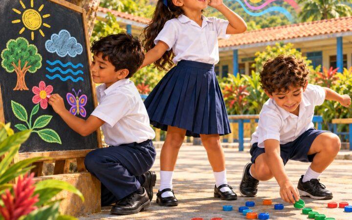 Ilustración: Estilos de aprendizaje: visual, auditivo y kinestésico para niños