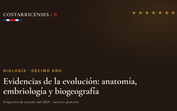 Evidencias de la evolución: anatomía, embriología y biogeografía — Biología, Décimo año