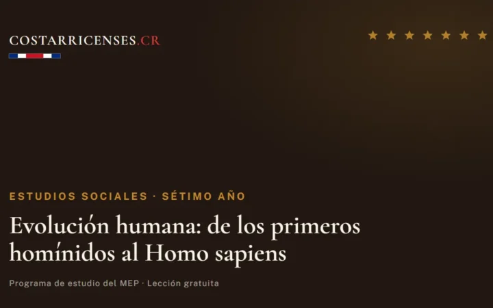 Evolución humana: de los primeros homínidos al Homo sapiens — Estudios Sociales, Térraba (Sétimo año)