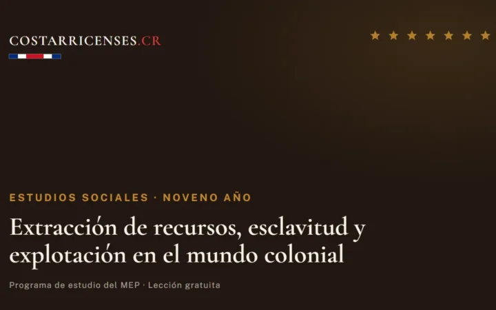 Extracción de recursos, esclavitud y explotación en el mundo colonial — Estudios Sociales, Zapandí (Noveno año)