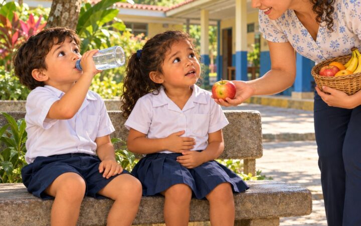 Ilustración: Feelings en inglés: happy, sad, hungry y thirsty para niños