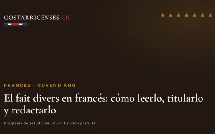 El fait divers en francés: cómo leerlo, titularlo y redactarlo — Francés, Zapandí (Noveno año)