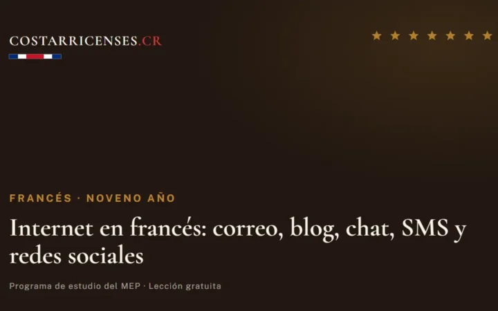 Internet en francés: correo, blog, chat, SMS y redes sociales — Francés, Zapandí (Noveno año)