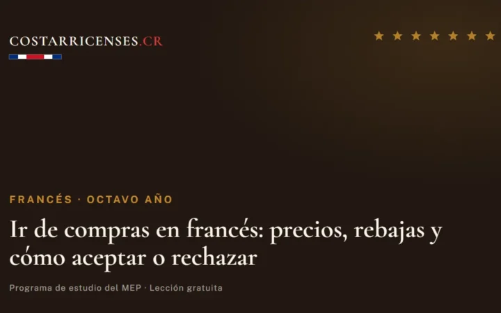 Ir de compras en francés: precios, rebajas y cómo aceptar o rechazar — Francés, Ujarrás (Octavo año)