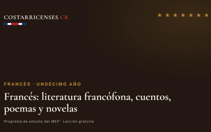 Francés: literatura francófona, cuentos, poemas y novelas — Francés, Undécimo año