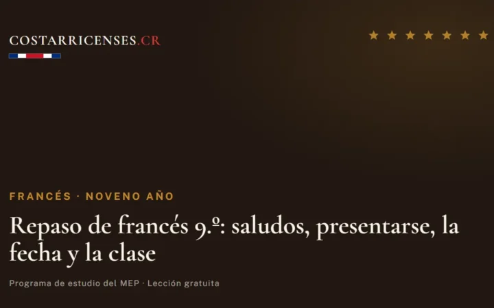 Repaso de francés 9.º: saludos, presentarse, la fecha y la clase — Francés, Zapandí (Noveno año)