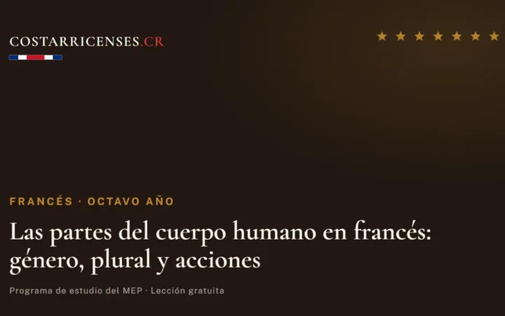 Las partes del cuerpo humano en francés: género, plural y acciones — Francés, Ujarrás (Octavo año)