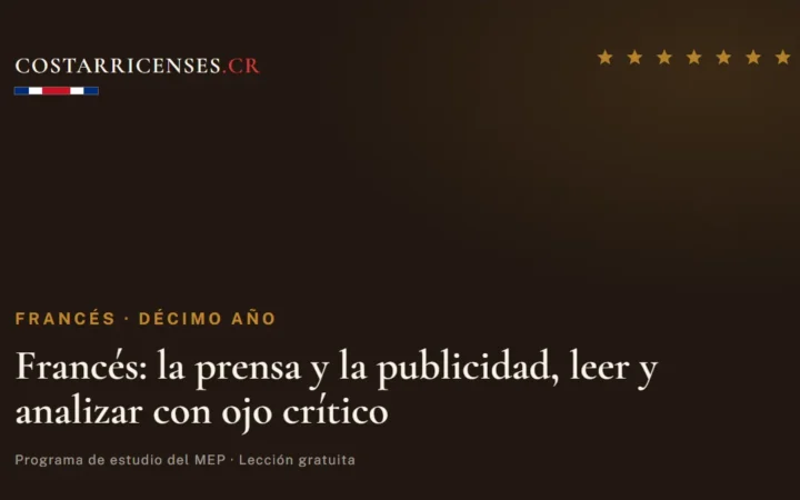 Francés: la prensa y la publicidad, leer y analizar con ojo crítico — Francés, Décimo año