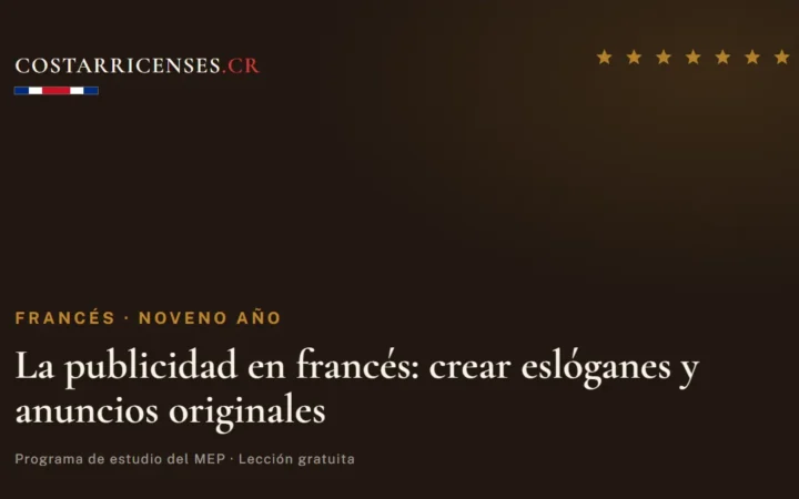 La publicidad en francés: crear eslóganes y anuncios originales — Francés, Zapandí (Noveno año)