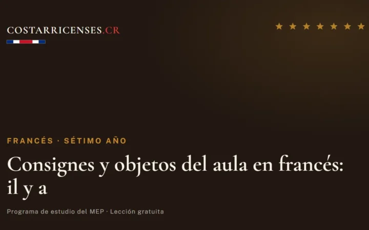 Consignes y objetos del aula en francés: il y a — Francés, Térraba (Sétimo año)
