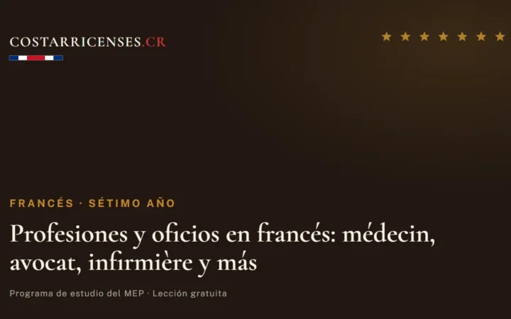 Profesiones y oficios en francés: médecin, avocat, infirmière y más — Francés, Térraba (Sétimo año)