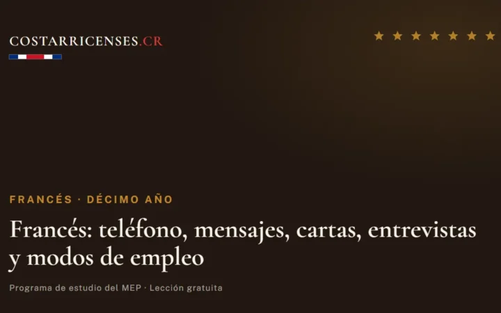 Francés: teléfono, mensajes, cartas, entrevistas y modos de empleo — Francés, Décimo año