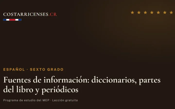 Fuentes de información: diccionarios, partes del libro y periódicos — Español, Sexto grado